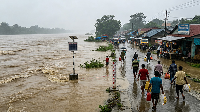 Diphu River in Assam, India Exceeds Warning Level, Smart Hydrological Monitoring Consolidates Flood Defenses